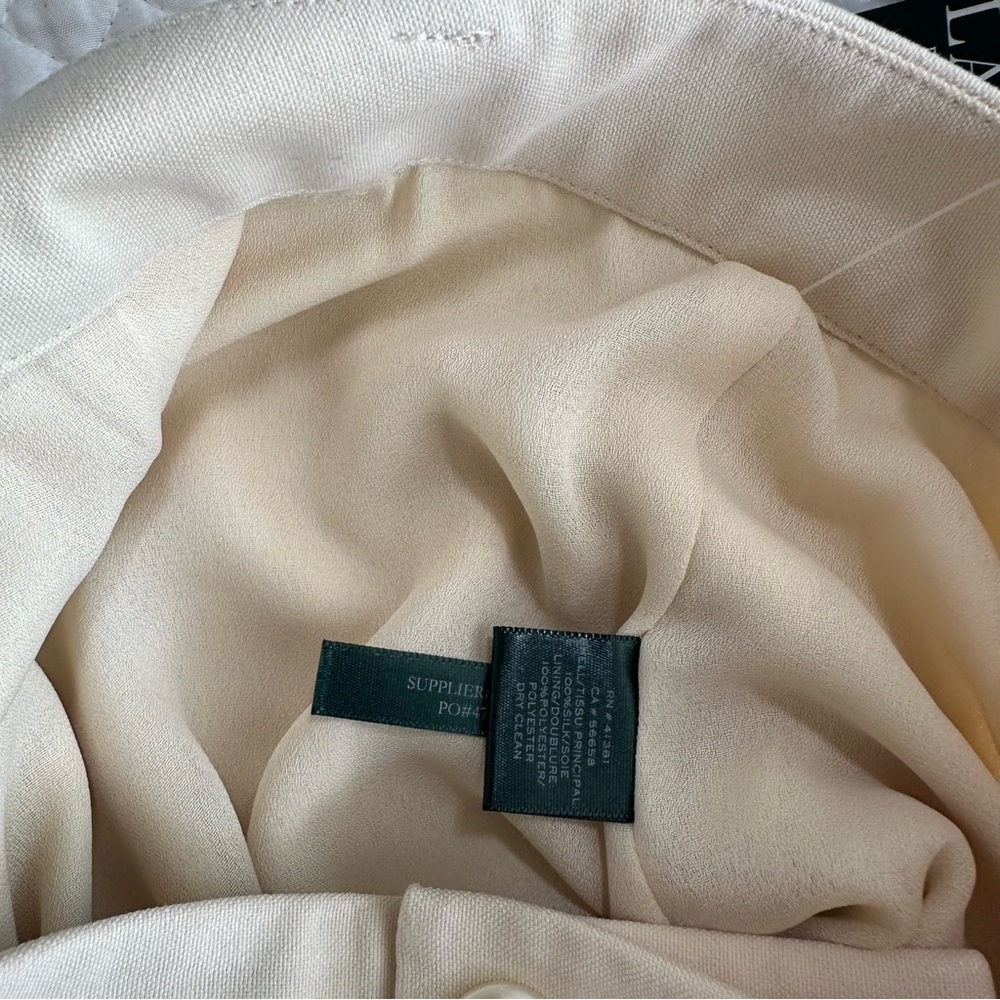 NWT Ralph Lauren Vintage Silk Linen Blend Trouser Pants Womens Size 8 Cream - Picture 8 of 9
